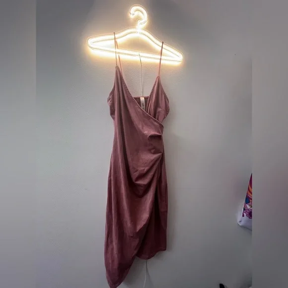 New Pink Suede Dress Mini Sleeveless Date Night Cocktail Spring Summer - Picture 8 of 11